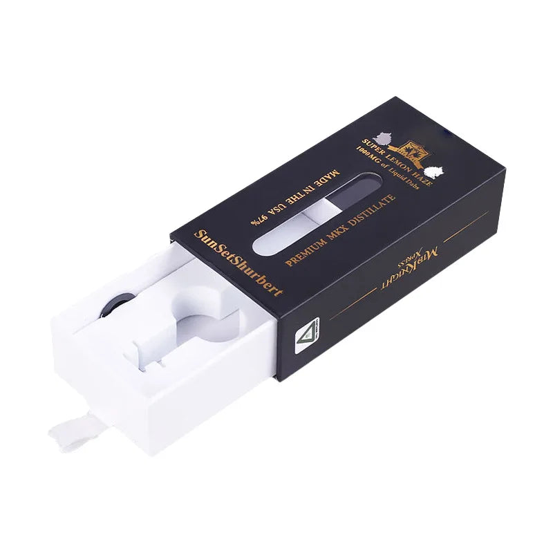 Child-Resistant Recyclable Disposable Pen Drawer Cartridge Packaging Empty Rigid Boxes Paperboard Embossing Matt Lamination