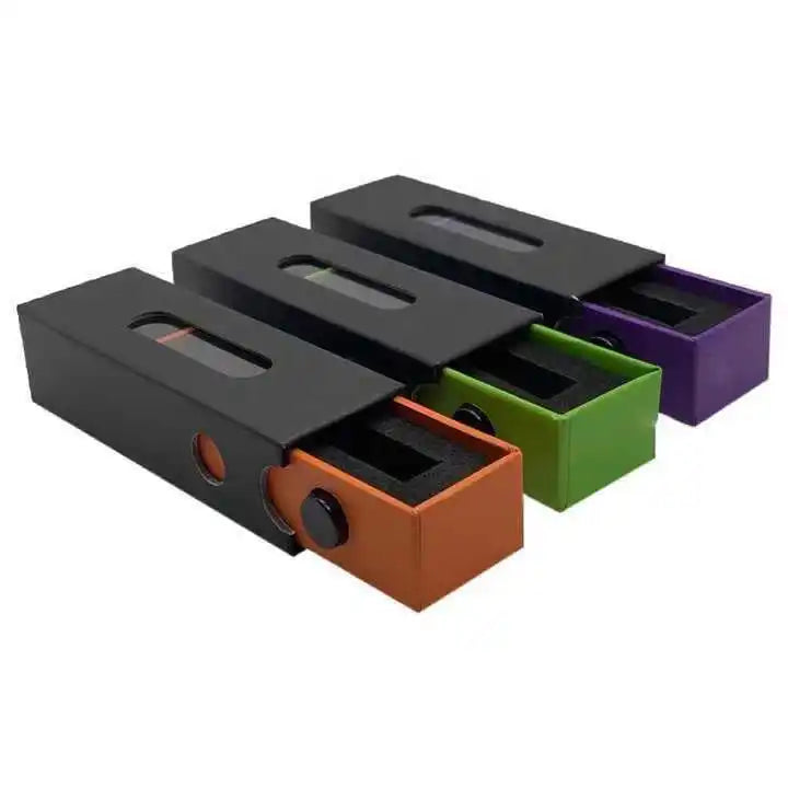 Custom Child-Resistant 0.5ml 1ml Locking Cartridge Package Box Sliding Drawer with Push Button & Embossed Printing