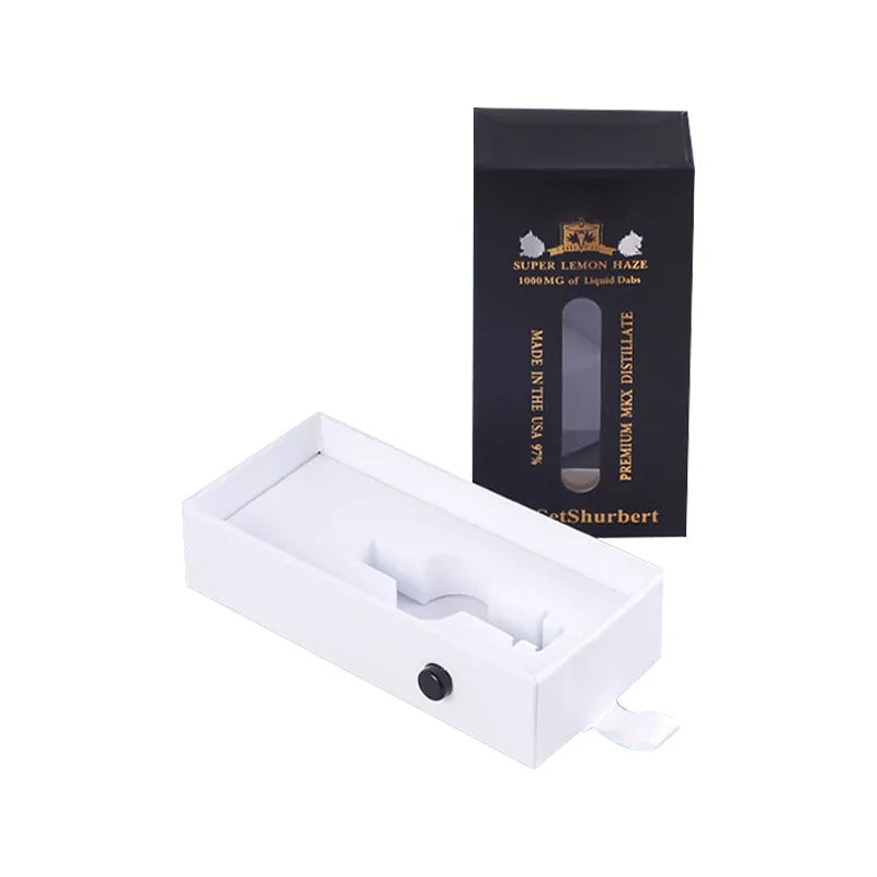 Child-Resistant Push Button Slide Box with Embossed Matt Lamination Recycled Materials Sliding Drawer Gift Boxes